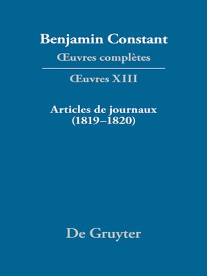 cover image of Articles de journaux (1819–1820)